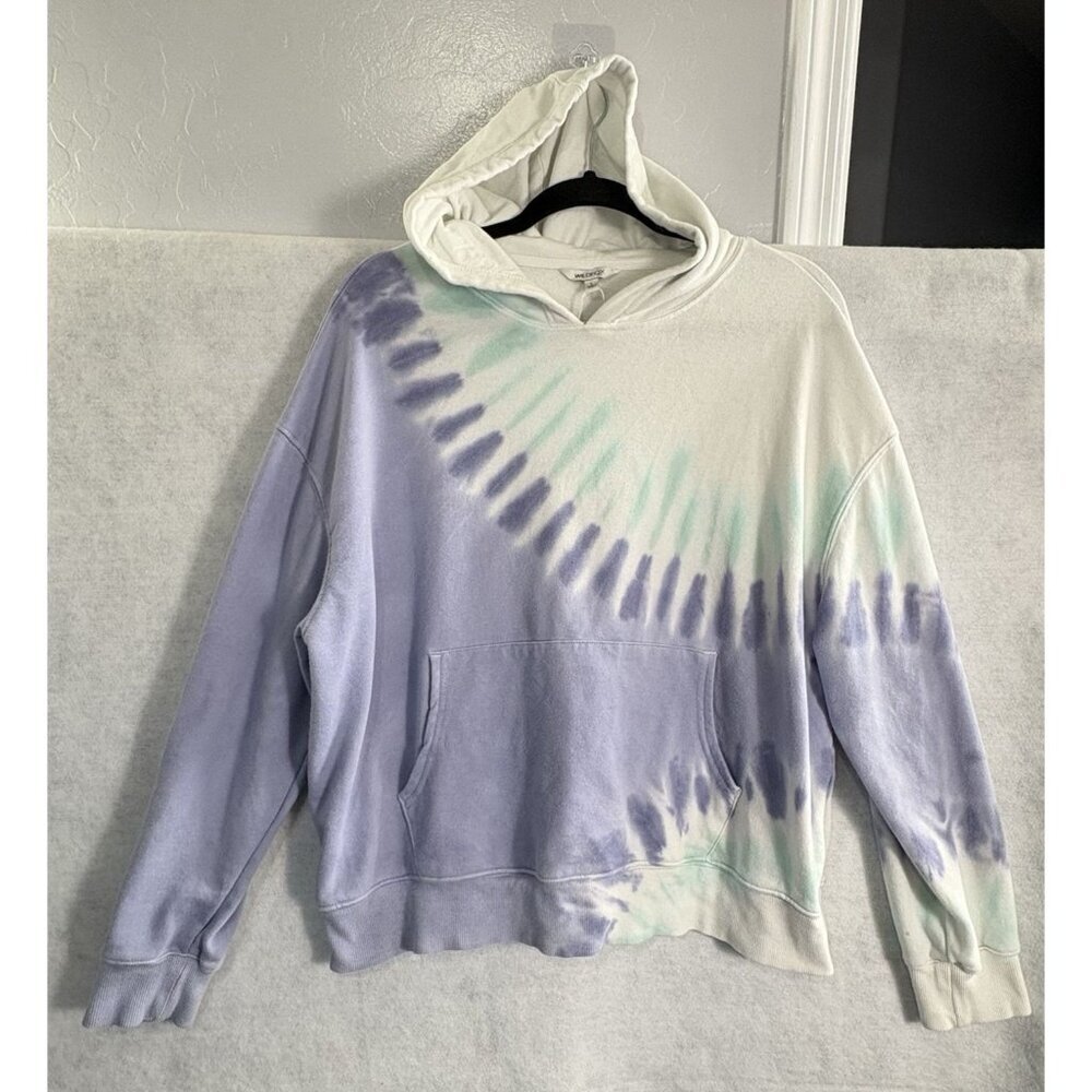 WILDFOX Women French Terry‎ Relax Fit Sweatshirt Hoodie Tie Dye Sz L White 48-23